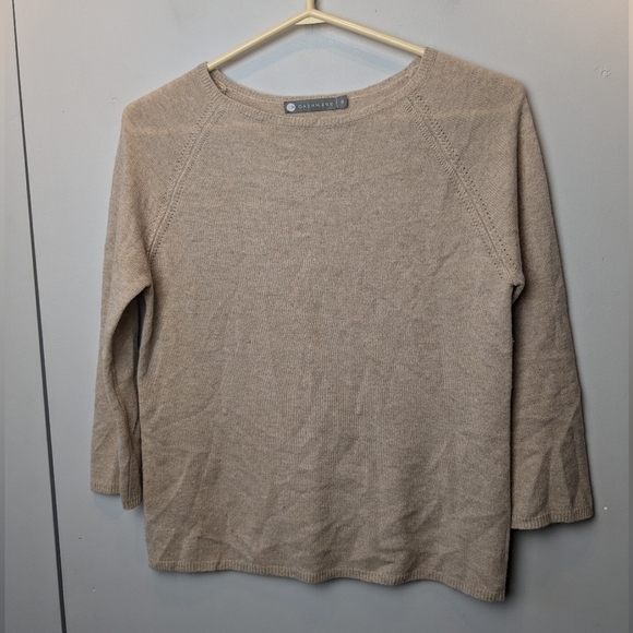 IN CASHMERE Crewneck Women Size Small 100% Cashmere Beige Color 3/4 Sleeves - Picture 1 of 10